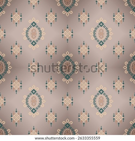 Ethnic geometric fabric pattern Cross Stitch.Ikat embroidery Ethnic oriental Pixel pattern background.Abstract,vector,illustration.
