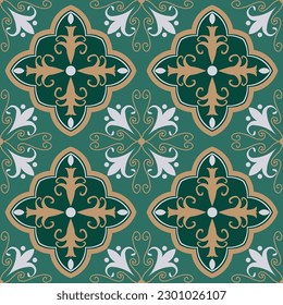Ethnic geometric floral pattern. Vector ethnic geometric floral shape seamless pattern contemporary color style. Mediterranean pattern use for fabric, home decoration elements, upholstery, wrapping.