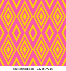 Folclore geométrico étnico. Patrón de Ikat. La textura de ilustración vectorial abstracta tribal moderna se puede usar para tela, chal, papel envolvente, textil, etc.Color rosa, amarillo. Feliz y divertido alegre.