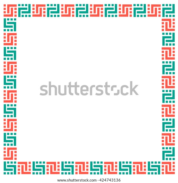 Ethnic geometric frame on white.\
Could be used as decoration element for design. Vector\
EPS10