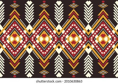 ethnic geometric ikat oriental seamless pattern traditional color red yellow black  design for background,carpet,wallpaper,clothing,wrapping,batik,fabric,vector,illustration,cover book,embroidery styl