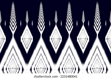 Ethnic geometric ikat pattern design Aztec repeating background texture in black and white.Design for  fabric, cloth design, wallpaper, wrapping, background, print, cover. Ikat pattern.