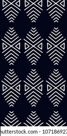 ethnic geometric lines seamless pattern. Monochrome abstract geometry continuous print.