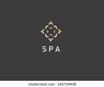 Patrón geométrico étnico del icono del logotipo para el cuidado y la relajación femeninos de la belleza del salón del balneario