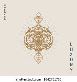 ethnic geometric logos with an amalgamation of ancient symbols