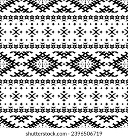 Ethnic geometric Native American pattern design. Tribal seamless stripe pattern in Aztec style. Black and white. Design for textile, fabric, clothing, curtain, rug, ornament, wallpaper, wrapping.