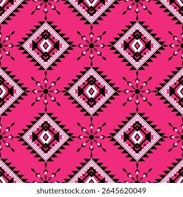 Ethnic Geometric ,Navajo pattern ,Native Americans. Black pink colors ,Aztec style, Seamless Vector American Design for Fabric, carpet,scarf,clothing,traditional ,Bohemian,Rustic,motif design 