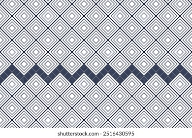 Ethnic geometric and ethnic oriental pixel pattern design. White and blue motifs square ethnic pattern. Seamless pattern, wallpaper, textile, clothing, fabric, ikat, boho, motifs, background, diamond.