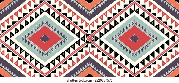 Ethnic Geometric Oriental And Western Pattern. American, Aztec,motif,tribal, Textile Pattern. Design For Fabric,curtain, Background, Carpet, Wallpaper, Clothing,wrapping,tile.textile Motif Vector.