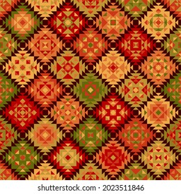 ethnic geometric ornament. color carpet. vector seamless pattern. layered repetitive background. patchwork fabric swatch. wrapping paper. continuous design element for home decor, apparel, textile