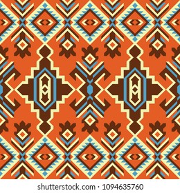 Ethnic geometric ornament, seamless pattern, tribal kilim.