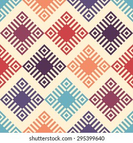 Ethnic geometric ornament in soft colors. Seamless pattern