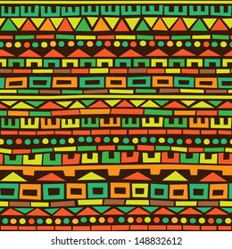 Ethnic geometric ornament; vector seamless background. 