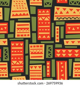Ethnic geometric ornament; vector seamless background.