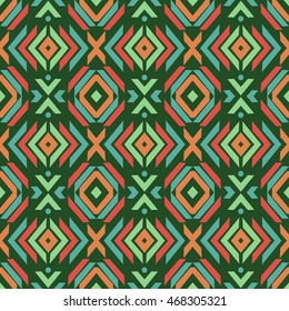 Ethnic geometric ornament; vector seamless background.