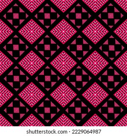 Ethnic geometric pattern of beige, light blue and red colors. Seamless pattern. Mexican blanket, rug. Woven carpet illustration.

