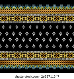 Ethnic Geometric Pattern with Black and Gold Tribal Motifs