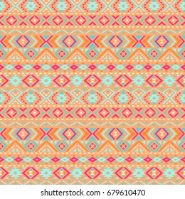 Ethnic geometric pattern with elements of traditional tribal folk style. 