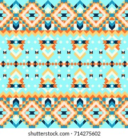 Ethnic geometric pattern with elements of traditional tribal folk style. 