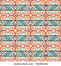 Ethnic geometric pattern with elements of traditional tribal folk style. 
Hand drawn line, pattern and strict geometric shapes.
