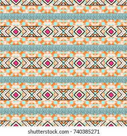 Ethnic geometric pattern with elements of traditional tribal folk style. 
Hand drawn line, pattern and strict geometric shapes.