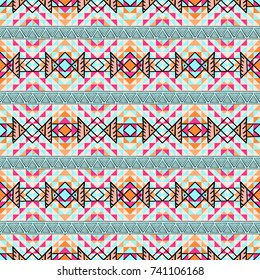 Ethnic geometric pattern with elements of traditional tribal folk style. 
Hand drawn line, pattern and strict geometric shapes.