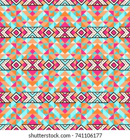Ethnic geometric pattern with elements of traditional tribal folk style. 
Hand drawn line, pattern and strict geometric shapes.