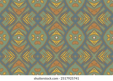 Ethnic geometric pattern with floral motifs in aqua and coral colors. Boho style. For wallpaper, printing on fabric, wrapping, background.