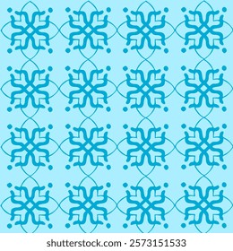 Ethnic geometric pattern, floral pattern, oriental colors, seamless, seamless pattern, flowers, white, blue background design for fabric, curtain,