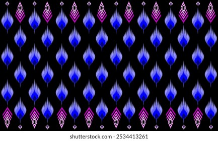 Ethnic geometric pattern ikat fabric seamless vector illustration. Designed for background or print on fabric, wallpaper, carpet, clothing, batik or other decoration.