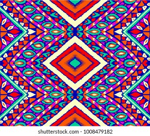  Ethnic geometric pattern . Indian embroidery. Folklore ornament. Tribal vector texture. Seamless striped  pattern in Aztec style.  Scandinavian, Slavic, Mexican, folk pattern. 