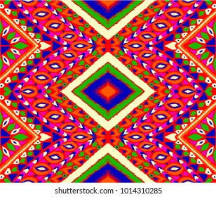  Ethnic geometric pattern . Indian embroidery. Folklore ornament. Tribal vector texture. Seamless striped  pattern in Aztec style.  Scandinavian, Slavic, Mexican, folk pattern. 
