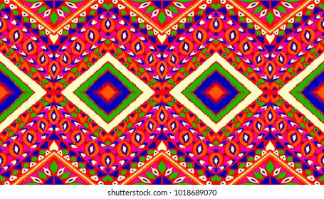  Ethnic geometric pattern . Indian embroidery. Folklore ornament. Tribal vector texture. Seamless striped  pattern in Aztec style.  Scandinavian, Slavic, Mexican, folk pattern. 