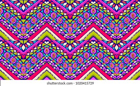  Ethnic geometric pattern . Indian embroidery. Folklore ornament. Tribal vector texture. Seamless striped  pattern in Aztec style.  Scandinavian, Slavic, Mexican, folk pattern. 