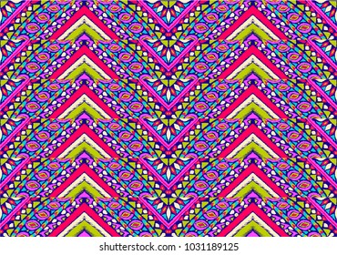  Ethnic geometric pattern . Indian embroidery. Folklore ornament. Tribal vector texture. Seamless striped  pattern in Aztec style.  Scandinavian, Slavic, Mexican, folk pattern. 