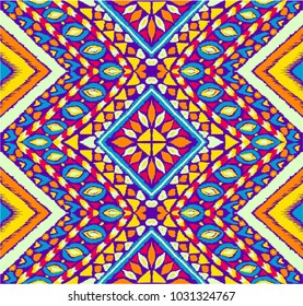  Ethnic geometric pattern . Indian embroidery. Folklore ornament. Tribal vector texture. Seamless striped  pattern in Aztec style.  Scandinavian, Slavic, Mexican, folk pattern. 
