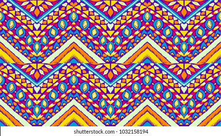  Ethnic geometric pattern . Indian embroidery. Folklore ornament. Tribal vector texture. Seamless striped  pattern in Aztec style.  Scandinavian, Slavic, Mexican, folk pattern. 