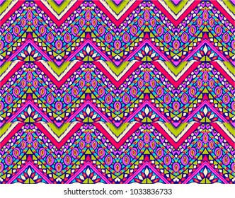  Ethnic geometric pattern . Indian embroidery. Folklore ornament. Tribal vector texture. Seamless striped  pattern in Aztec style.  Scandinavian, Slavic, Mexican, folk pattern. 