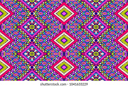  Ethnic geometric pattern . Indian embroidery. Folklore ornament. Tribal vector texture. Seamless striped  pattern in Aztec style.  Scandinavian, Slavic, Mexican, folk pattern. 