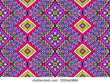  Ethnic geometric pattern . Indian embroidery. Folklore ornament. Tribal vector texture. Seamless striped  pattern in Aztec style.  Scandinavian, Slavic, Mexican, folk pattern. 