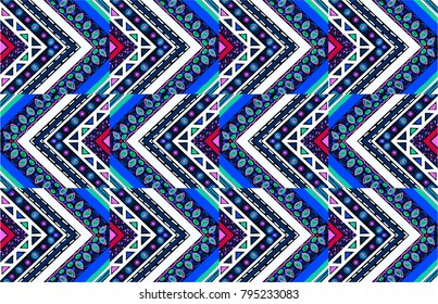  Ethnic geometric pattern . Indian embroidery. Folklore ornament. Tribal vector texture. Seamless striped  pattern in Aztec style.  Scandinavian, Slavic, Mexican, folk pattern. 
