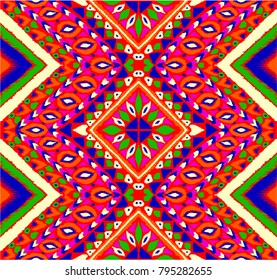  Ethnic geometric pattern . Indian embroidery. Folklore ornament. Tribal vector texture. Seamless striped  pattern in Aztec style.  Scandinavian, Slavic, Mexican, folk pattern. 