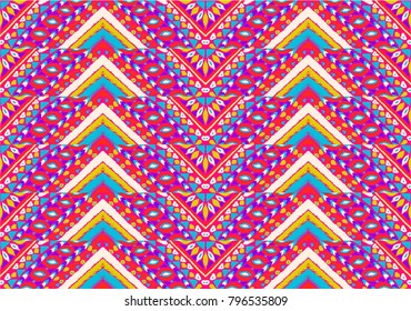 Ethnic geometric pattern . Indian embroidery. Folklore ornament.  Tribal  vector texture. Seamless striped  pattern in Aztec style.  Scandinavian, Slavic, Mexican, folk pattern. 