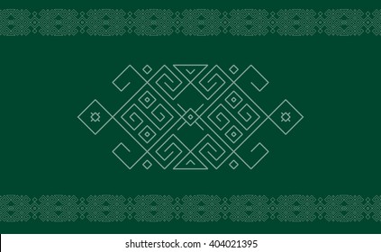 Ethnic geometric pattern in Kazakh, Georgian Uzbek native style. Tribal line design for decoration. Vector mono line art