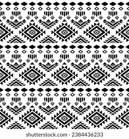 Tejidos de tela de patrón ornamental de la tribu noroccidental Navajo para impresión textil en blanco y negro