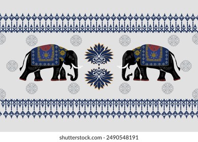 ethnic geometric pattern 
Native American tribal fabric, tile, rug, vector, 
Illustration design on elephant pattern background