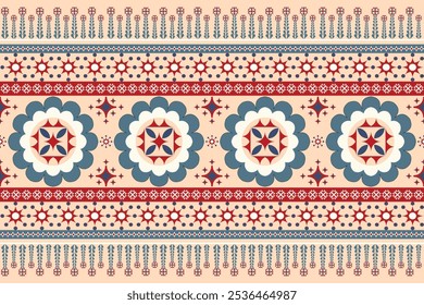 Ethnic geometric pattern pillowcase. Embroidery pillowcase. Seamless traditional design pattern for fabrics, backgrounds, carpets, wallpapers, clothes, and pillowcase.