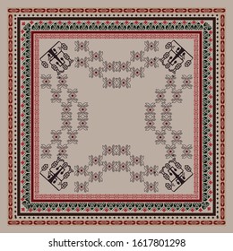 ethnic geometric pattern printed square scarf