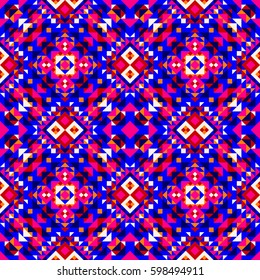 Ethnic geometric pattern, seamless background in traditional tribal folk style.
