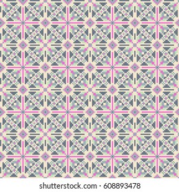 Ethnic geometric pattern, seamless background in traditional tribal folk style.